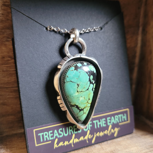 Hubei Turquoise Shadowbox Sterling Silver Pendant