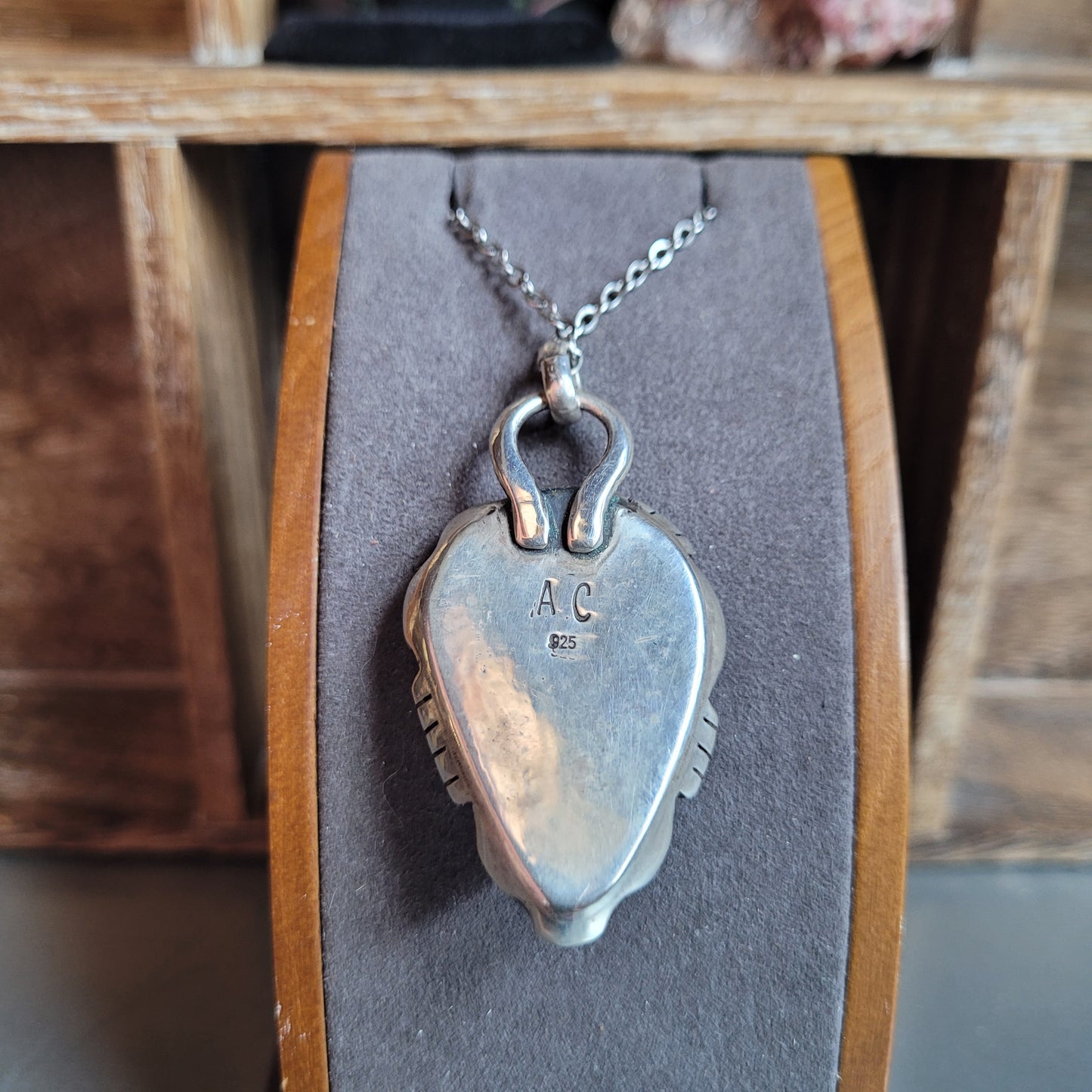 Hubei Turquoise Shadowbox Sterling Silver Pendant