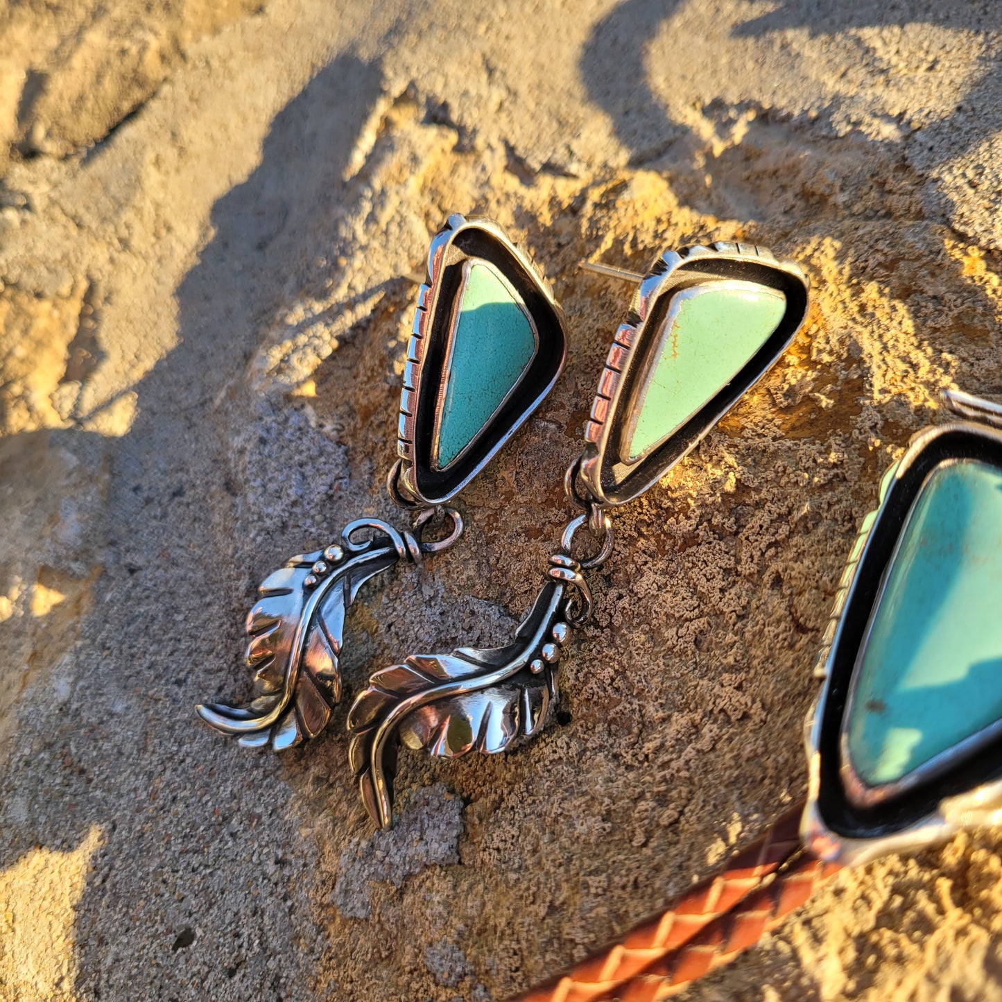 Kingman Turquoise Bolo and Earrings Set