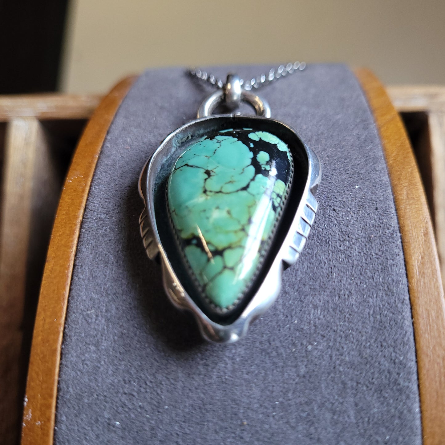 Hubei Turquoise Shadowbox Sterling Silver Pendant