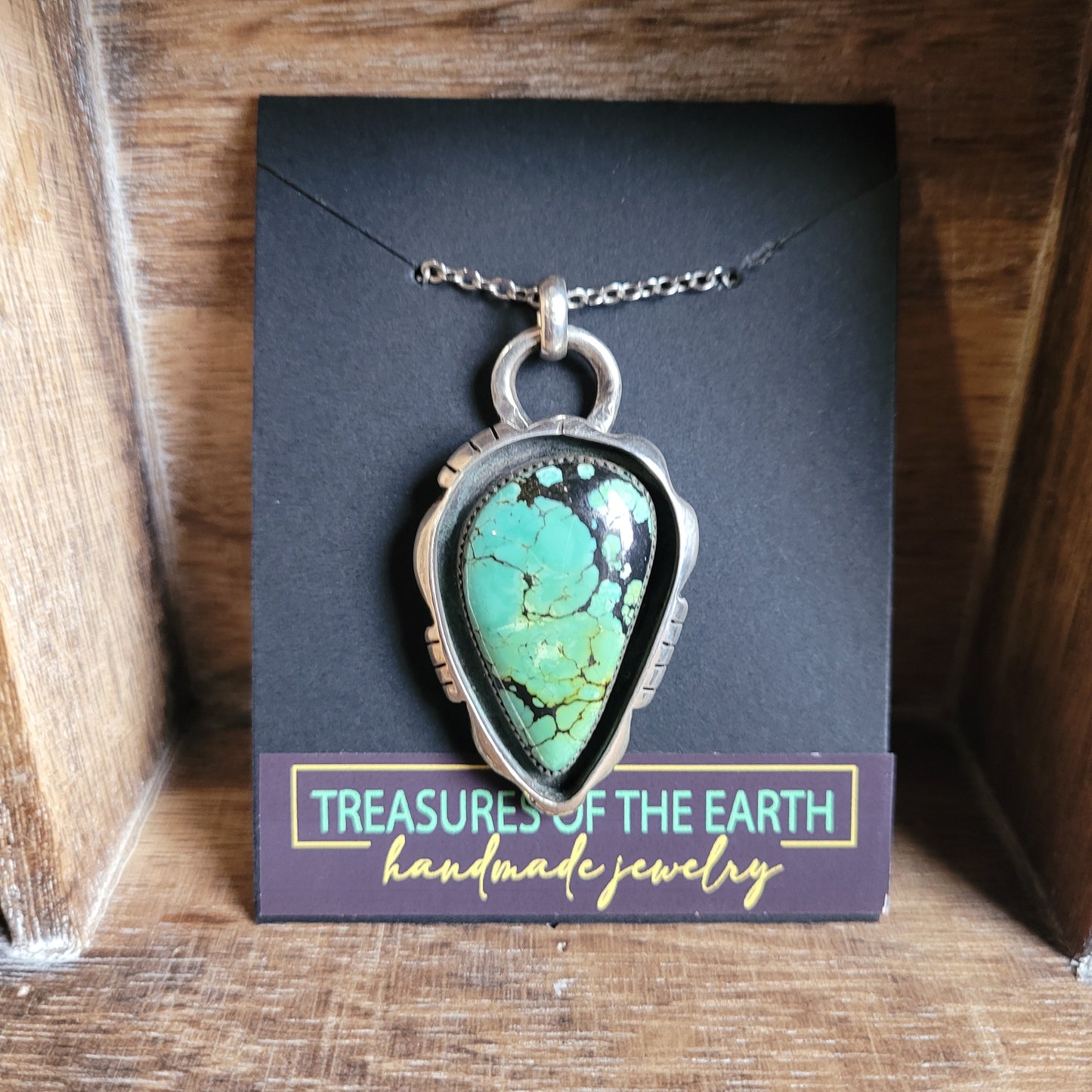 Hubei Turquoise Shadowbox Sterling Silver Pendant