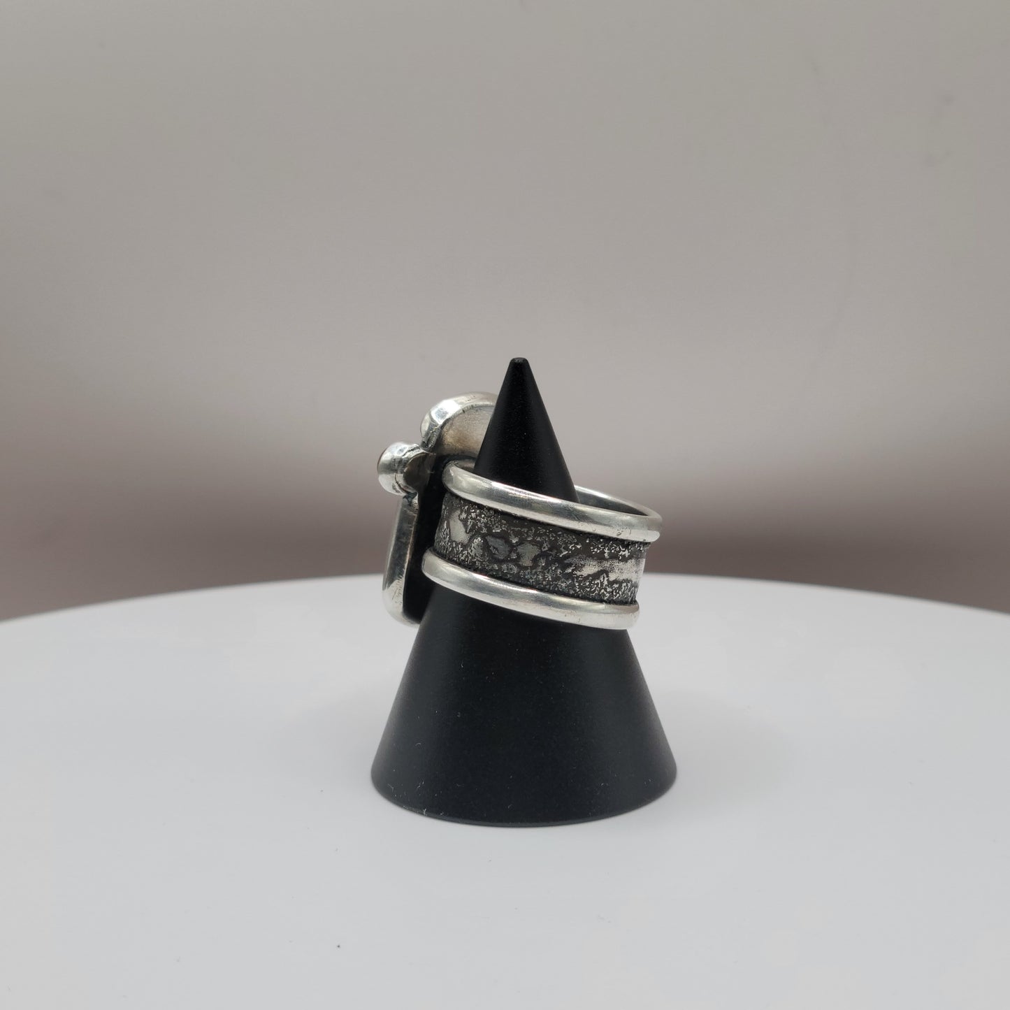 Malachite Silver Statement Ring with Citrine Accent