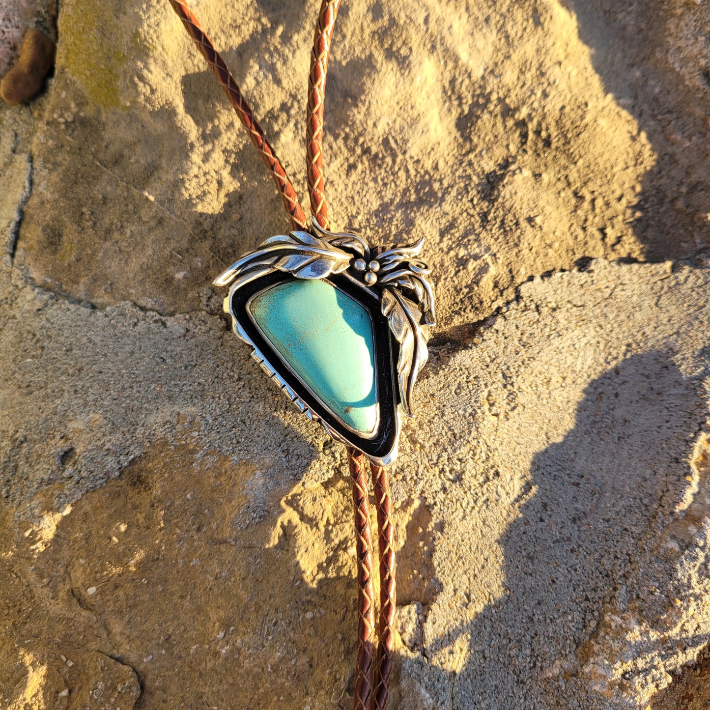 Kingman Turquoise Bolo and Earrings Set