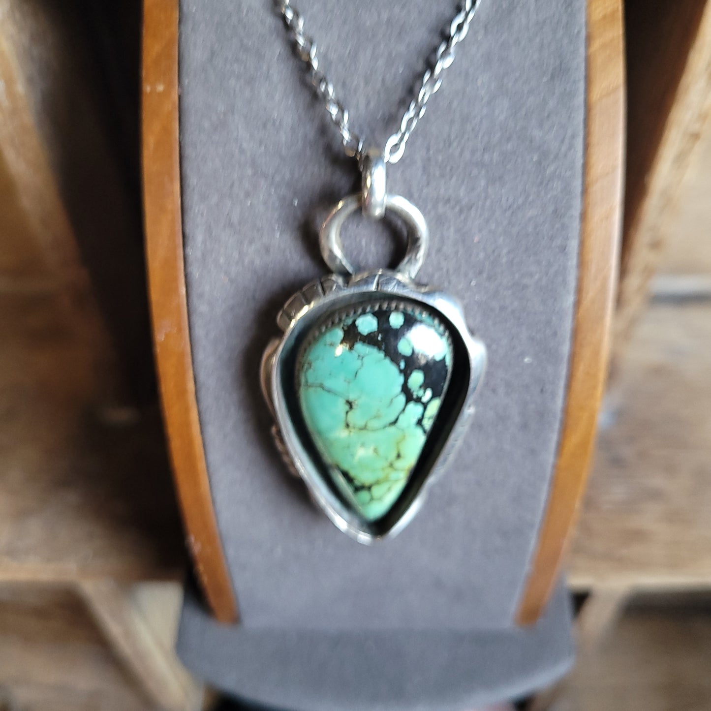 Hubei Turquoise Shadowbox Sterling Silver Pendant